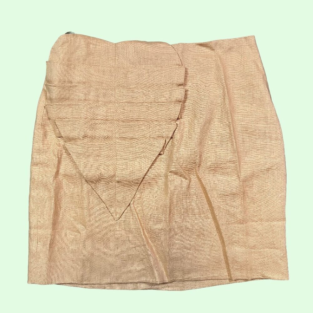 Farm Rio 100% Linen Beige Tan Palm Leaf Mini Skirt Women's Size Small